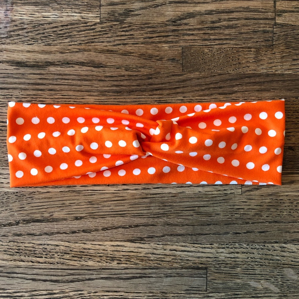 Orange White Polka Dot Twist Headband - NEW